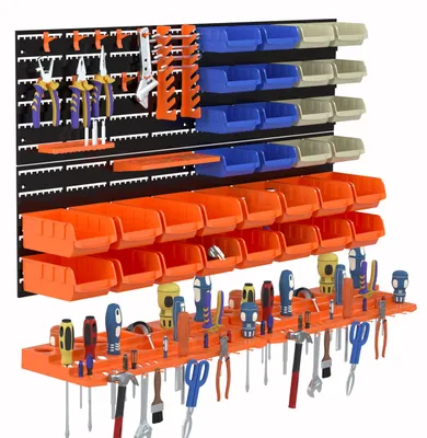 Immagine prodotto di Set di 52 elementi per l'organizzazione, con sistema di montaggio a parete, ideale per garage e officine