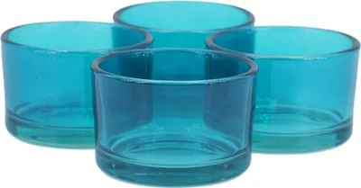 Produktbild von Teelichtgläser klein 51x33mm dunkel türkis 4er Set
