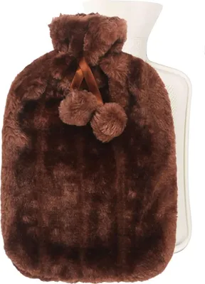 Image de Bouillotte Coussin chauffant avec housse moelleuse, thérapie par la chaleur et le froid, doux et moelleux, anti-fuite, brun foncé