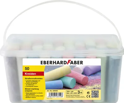 Produktbild von Straßenmalkreide farbig sortiert 50 Stück im eckigen Eimer 526550
