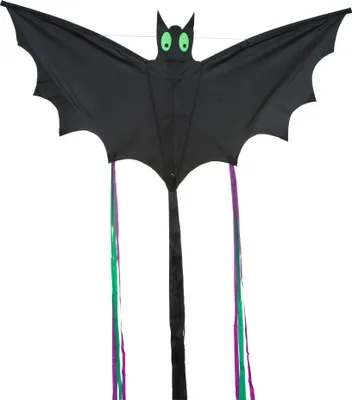 Image de HQ 100040 - Bat Black "L", Cerf-volant enfant monofilament, à partir de 5 ans, 30x60cm, incl. 10kp corde polyester 25m sur poignée, 2-4 Beaufort
