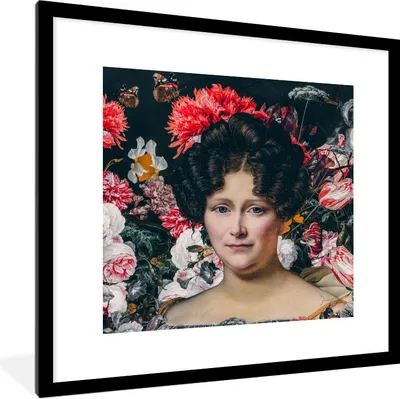 Produktbild von MuchoWow® Gerahmtes Poster Malerei - Blumen - Natur 40x40 cm - Poster mit Schwarzem Bilderrahmen Wandposter Rahmen Foto Bilder - Poster - Plakat im Rahmen
