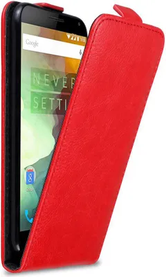 Produktbild von Cadorabo Hülle für OnePlus 2 Schutz Hülle in Rot Flip Etui Handyhülle Case Cover