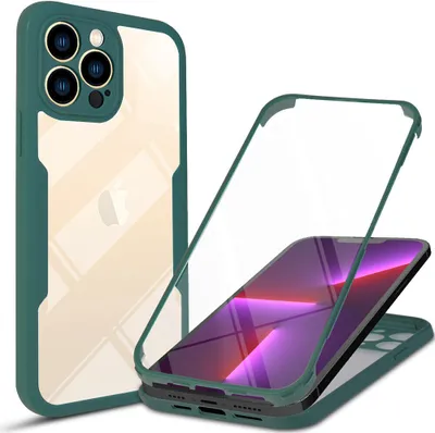 Obrázek produktu pro ochranné pouzdro pro iPhone 13 Pro Max, vestavěný ochranný kryt displeje 360° Full Protection Pouzdro na mobilní telefon pro iPhone 13 Pro Max Green