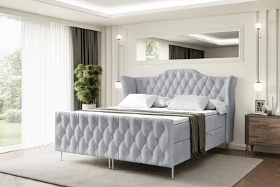 Produktbild von ALTDECOR Boxspringbett mit Silber Füßen, Matratze und Lattenrost, Topper, Fußteil, Polsterbett mit Bettkasten, Bett mit Stauraum H4-Matratze, Doppelbett - VILA-FS-Z - 140x200 - Grau Monolith