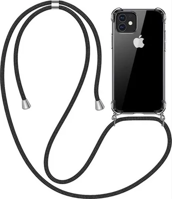 Productafbeelding van CHPN - Telefoonsleeve - Telefoonsleeve - Geschikt voor Apple iPhone 11 - iPhone hoesje - Zwart - Met koord - Telefoonaccessoire