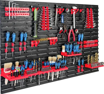 Produktbild von Lagersystem Werkstattregal | 115 x 39 cm | | Wandregal mit Werkzeughalterungen - Wandplatten Extra Starke Schüttenregal Warkzeuglochwand Lagerregal Garage Regal