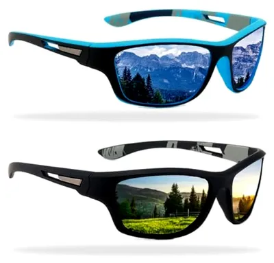 Produktbild von Sport-Sonnenbrille für Herren, polarisierte Sportbrille für Angeln, Radfahren, Golfen und Laufen mit UV400 Schutz, 2 Stück Set.