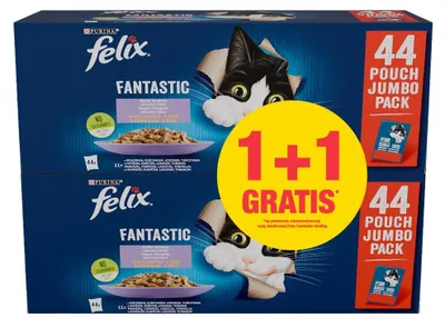 Produktbild von PURINA Felix Fantastic Selection of flavors in jelly Box - nassfutter für Katzen - 44x85g + 44x85g GRATIS