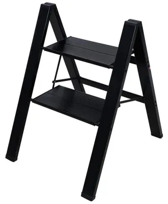 Produktbild von Klappbare Stehleiter 2 Stufen Aluminium 100 kg Tragkraft rutschfest faltbar 45x54x60 cm