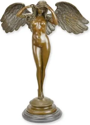 Luxus Jugendstil Bronze Deko Skulptur Figur Engel Luxury Art Nouveau Bronze Decorative Sculpture Figure Angel