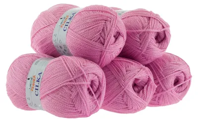 500g Strickgarn CILKA by VLNIKA Klassikgarn Strickwolle mit Schimmereffekt, rosa