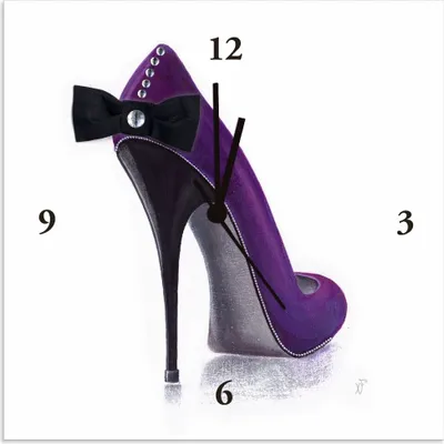 Produktbild von ARTland Wanduhr auf Alu Quarzuhr - schwarzer Zeiger Damenschuh - Violettes Modell Größe: 30x30 cm