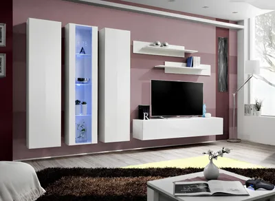 Produktbild von Wohnwand Hänge Vitrine Designer TV-Ständer Wohnzimmer Einrichtung Holz Modern