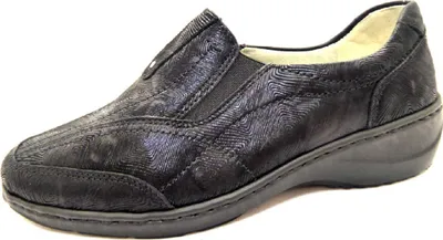 Produktbild von Waldläufer Slipper in Weite K Kya 607504-101-001, bedrucktes Nubukleder, Schwarz, Fußbett zum Wechseln 40