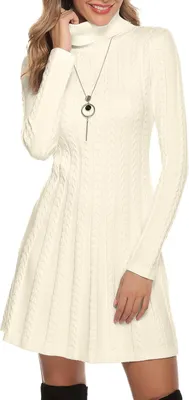 Produktbild von Gestricktes Damenkleid mit Rollkragen, geeignet für den Winter, die Freizeit und Cocktailveranstaltungen