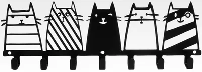 Produktbild von Schlüsselbrett Modern, Schlüsselbrett Metall, Schlüsselkasten Aus Metall Mit 5 Schlüsselhaken Katzen Schlüsselaufhänger Mit Schwarzen für Schlafzimmer Eingänge, Garagen