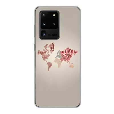 Produktbild von MuchoWow® Handyhülle Schutzhülle Hülle für Samsung Galaxy S20 Ultra Weltkarte - Karte - Briefe Silikon Softcase Handy Hülle - Karteninhaber