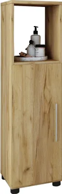 Immagine prodotto di Armadio per midi in legno | Armadio da bagno con vano aperto e porta girevole | Dimensioni H. 93 x W. 31 x D. 30 cm | Armadio per midi - Flandu