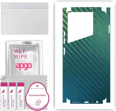 Produktbild von apgo Rückseite + Seiten Schutzfolie, Skin, kompatibel mit Tecno Pova 5, Hinten Displayschutzfolie aus Vinylfolie, kratzfest, einfache Montage - Kohlenstoff-Chamäleon CAKA1