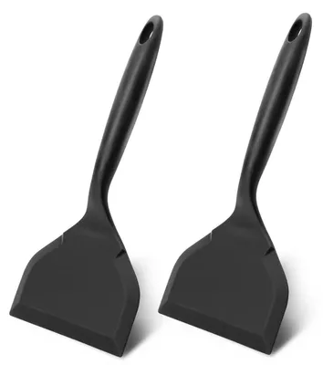 Immagine prodotto di Spatola in silicone, 2 pezzi, resistente al calore, antiaderente, colore nero, dimensioni 25,7 x 12 cm
