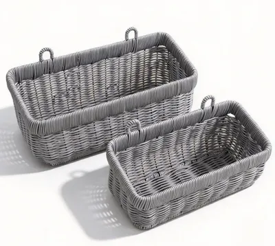 Wandkörbe Set 2er-Pack, Kunststoff, hängend, grau