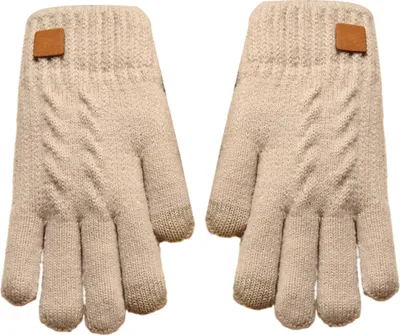 Produktbild von Damen-Winterhandschuhe mit Touchscreen, dicke, warme Doppelstrickhandschuhe