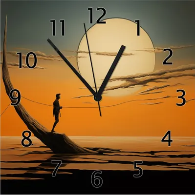 Produktbild von Wallario Design Wanduhr Einsam im Sonneruntergang aus Echtglas, Größe 30 x 30 cm