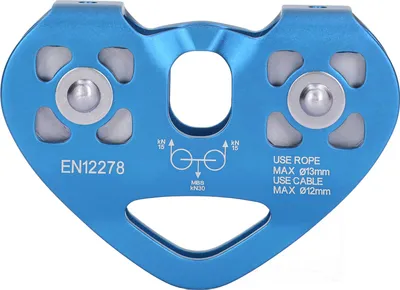 Produktbild von Outdoor-Kletterflaschenzug, Luftfahrt-Aluminium, Doppelwellen-Kletterscheibenrolle, für Bergsteigen, Blau