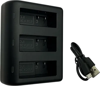 Produktbild von Trade-Shop Dreifach Akku-Ladegerät Ladestation USB Typ-C kompatibel mit DJI Osmo Action 3, 4, 5 Action-Kamera, BCX202, BCX204