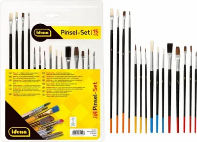 Produktbild von Pinsel 15er Set Haarpinsel, Borstenpinsel, Aquarellpinsel
