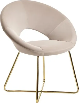 Produktbild von Esszimmerstuhl Samt Beige Küchenstuhl mit goldenen Beinen, Schalenstuhl Stoff / Metall, Design Polsterstuhl, Stuhl Esszimmer Gepolstert
