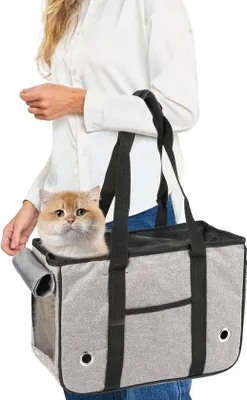 Image de Cage de transport respirante pour chiens et chats, à ouverture par le haut, sans sangles