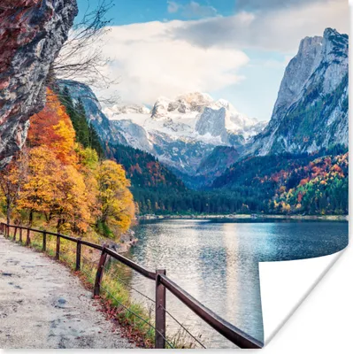 Produktbild von MuchoWow® Poster Berge - See - Weg - Natur - Wasser 100x100 cm - Babyzimmer