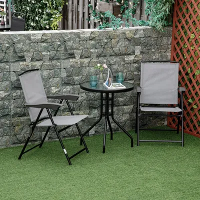 Productafbeelding van Tuintafel rond, metalen, weerbestendig, balkon tafel van veiligheidsglas, bijzettafel met watergolfmotief, zwart | Ø 60 cm | H 70 cm | 6 kg