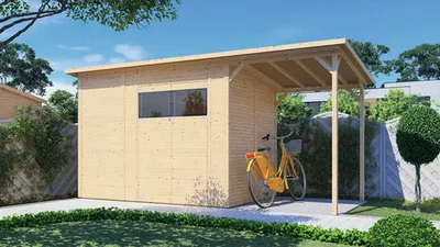 Produktbild von Gartenhaus Bertilo Fineline Rhombusprofil Modern 4 Plus inkl. Schleppdach 501 x 231 cm natur