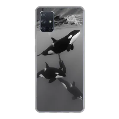 Produktbild von MuchoWow® Handyhülle Schutzhülle Hülle für Samsung Galaxy A71 Orca - Wasser - Schwarz - Weiß Silikon Softcase Handy Hülle - Kartenbesitzer