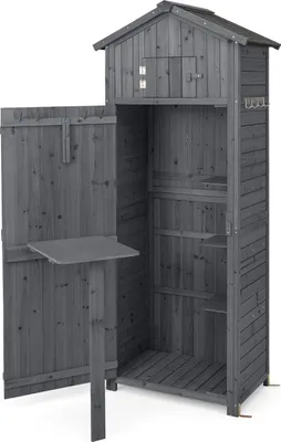 Image de Abri de jardin en bois, verrouillable, table pliante, 180,5 cm