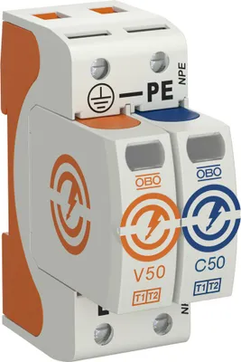 Produktbild von Überspannungsableiter, 2p Typ 1+2 (Klasse B+C) Typ V50-1+NPE-280