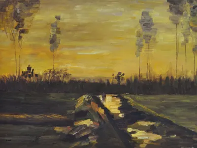 Obrázek produktu pro Vincent Van Gogh Art Print Obraz - Krajina za soumraku, 1885 (60 x 80 cm)