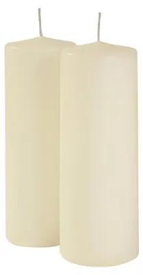 Stumpenkerzen, Wachs, Elfenbein, 7x7x20 cm, 2 Stk.