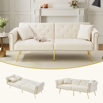 Produktbild von Odikalo 2-Sitzer Polstersofa Relaxsofa Lounge Sessel Verstellbar Rückenlehne Beige