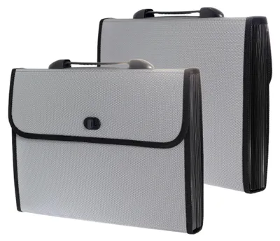 Imagen del producto de Maletín de negocios con compartimento para documentos A4, asa y tapa removible, gran capacidad, organizador interno divisible, compartimento para documentos importantes, color gris, expandible