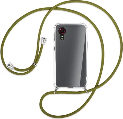Produktbild von Handykette Backcover-Schutzhülle mit Band (Metall silberfarben) für Samsung Galaxy Xcover 5 (G525) - khaki