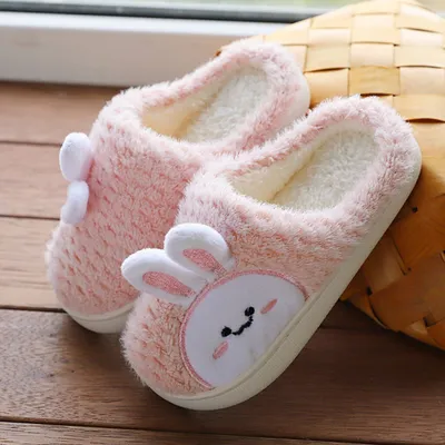 Produktbild von ASKSA Kinder Winter Baumwolle Hausschuhe Rabbit Slippers, Rosa, Größe: 28-29