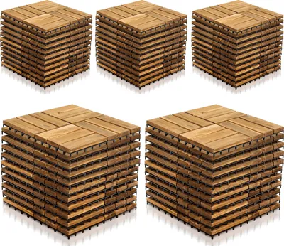 Obrázek produktu pro Bettizia 10m²Dřevěné dlaždice terasové dlaždice dřevěné dlaždice mozaika 30x30 cm balkonové dlaždice odolné proti povětrnostním vlivům akátové dřevo s click systémem na terasu balkon 110x