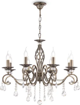 Image de Lustre, métal, laiton, suspension en cristal, H 59cm