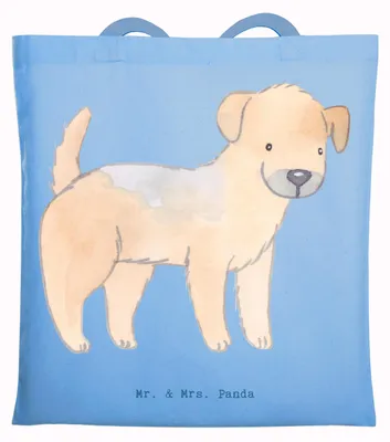Produktbild von Mr. & Mrs. Panda Tote Bag Border Terrier Lebensretter - Sky Blue - Geschenk, Jutebeutel, Tasche, Beutel, Einkaufstasche, Schultasche