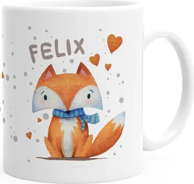 Produktbild von Kindertasse Kunststoff-Tasse Fuchs Motiv mit Namen personalisierte Namenstasse für Kinder Jungen Mädchen SpecialMe® weiß Kunstoff-Tasse