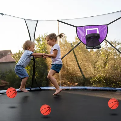 Produktbild von Wasserdichtes Basketball-Ringset für Trampolin - Inklusive Mini-Basketbälle und Pumpe - Für Innen- und Außenbereich - Basketballring für alle Altersgruppen